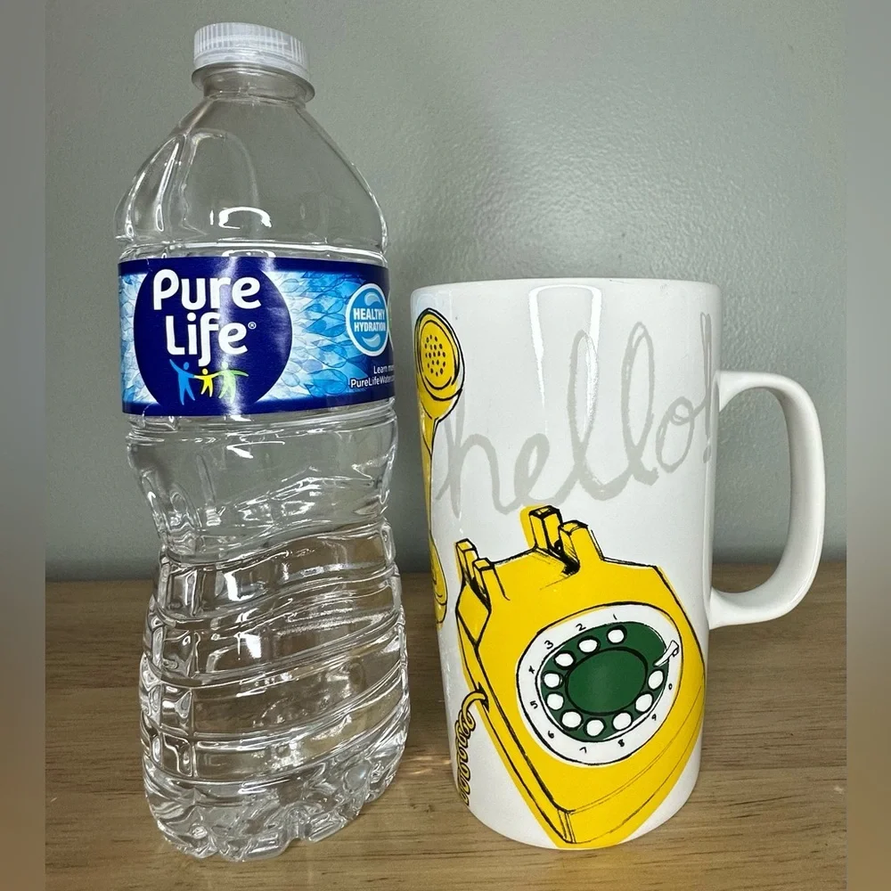Starbucks 16 oz retro Hello telephone 2015‎ white yellow green coffee mug EUC